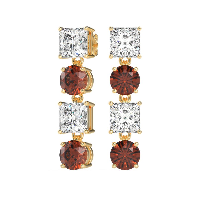 Princess & Round Dangle Earrings