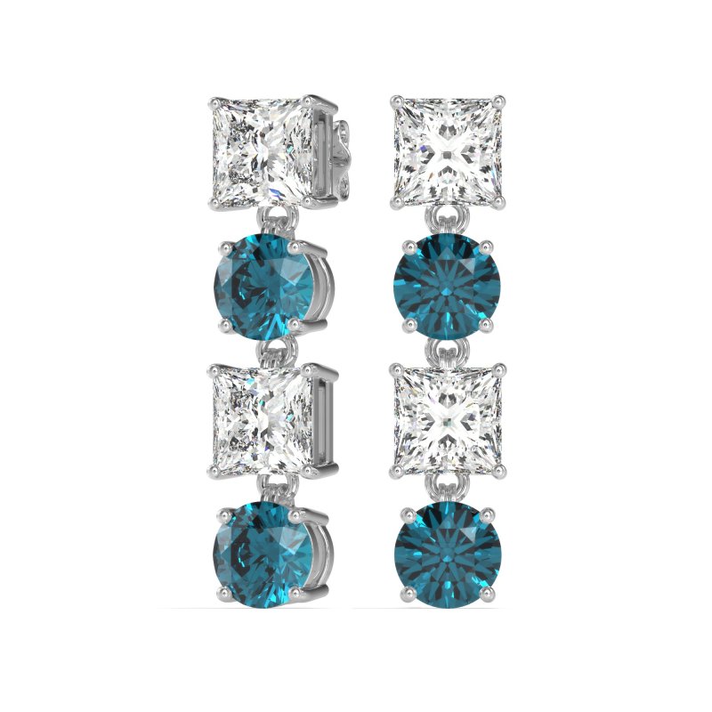 Princess & Round Dangle Earrings