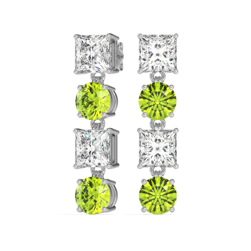 Princess & Round Dangle Earrings