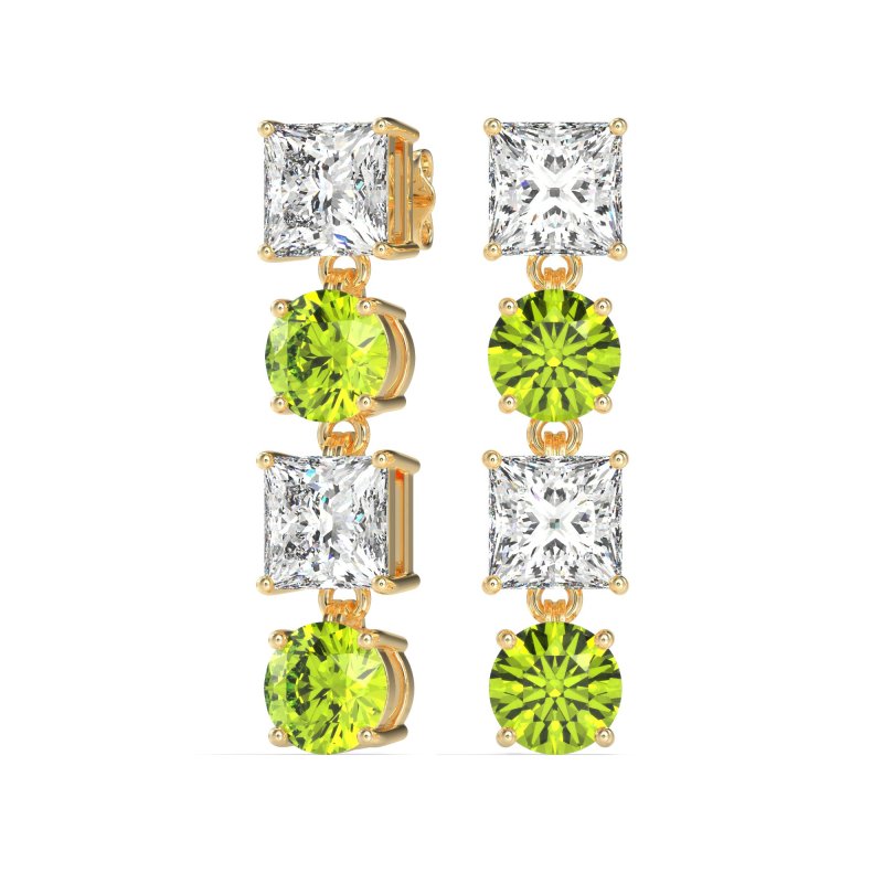 Princess & Round Dangle Earrings