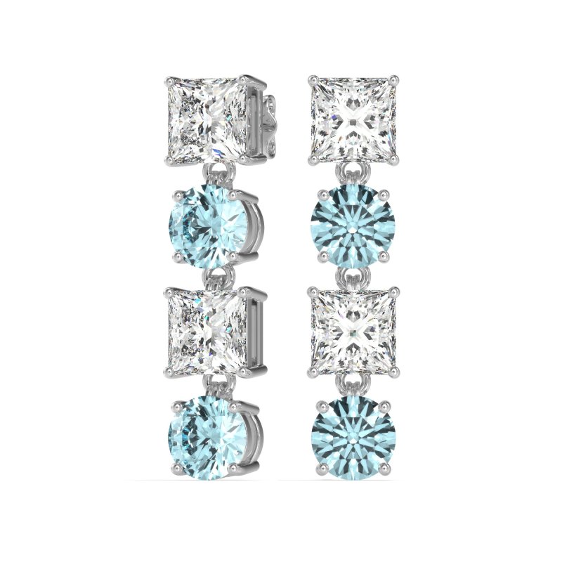Princess & Round Dangle Earrings