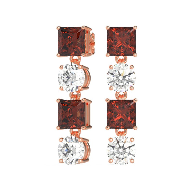 Princess & Round Dangle Earrings