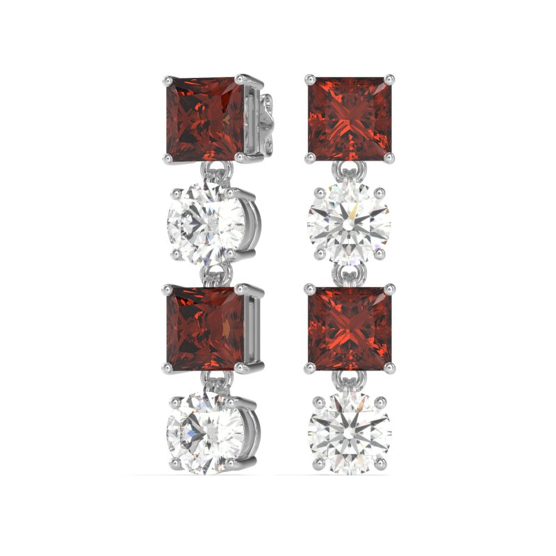 Princess & Round Dangle Earrings