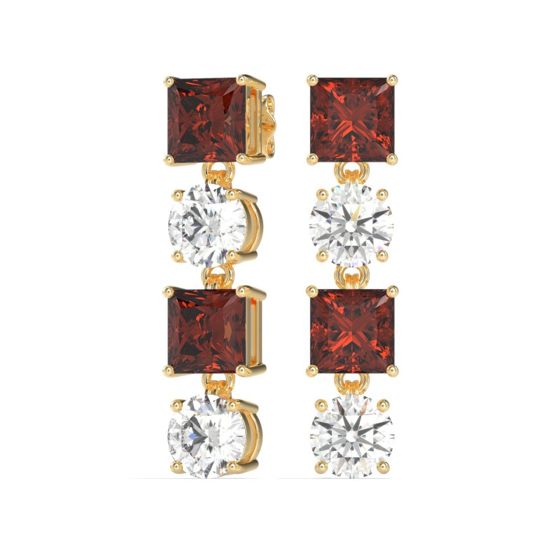 Princess & Round Dangle Earrings