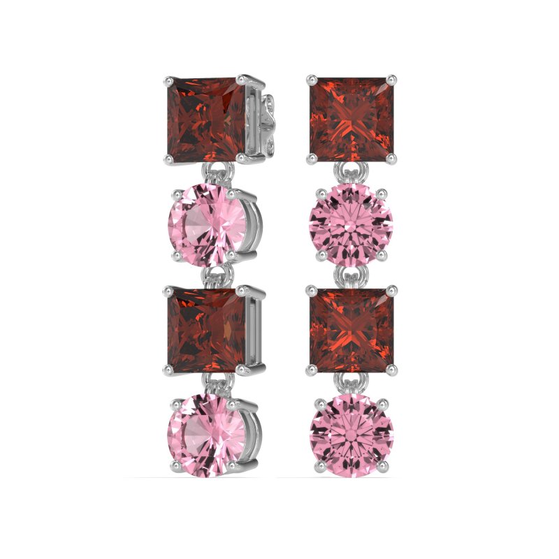 Princess & Round Dangle Earrings