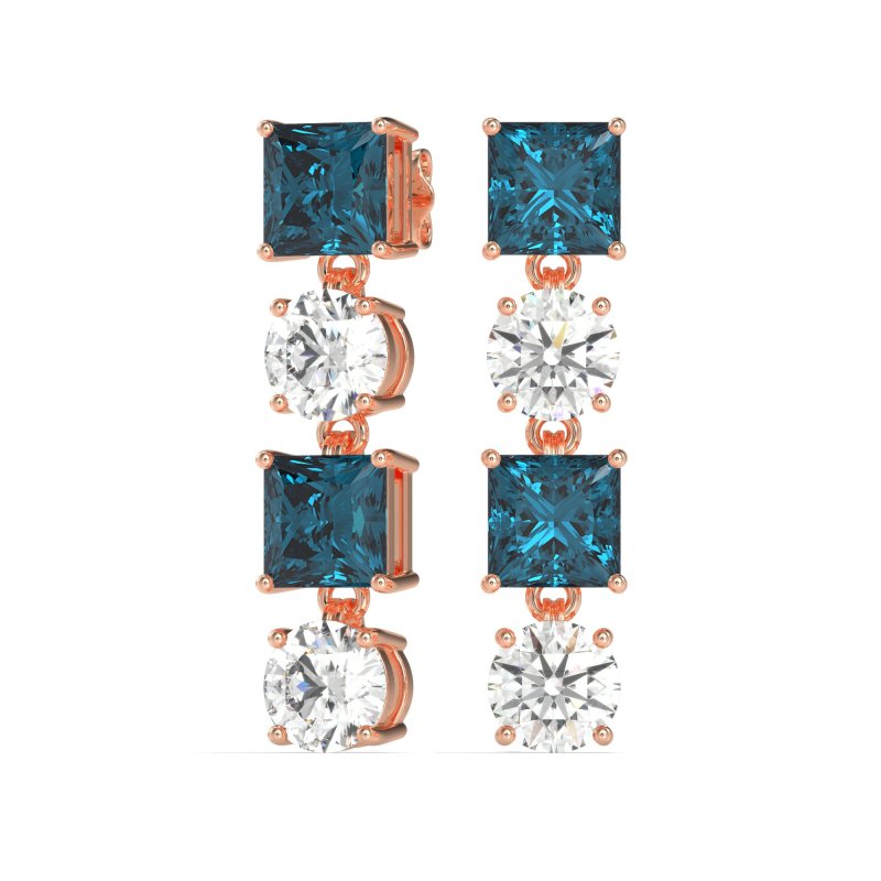 Princess & Round Dangle Earrings