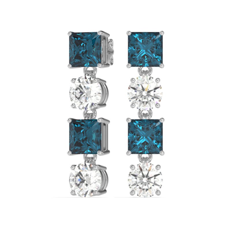 Princess & Round Dangle Earrings