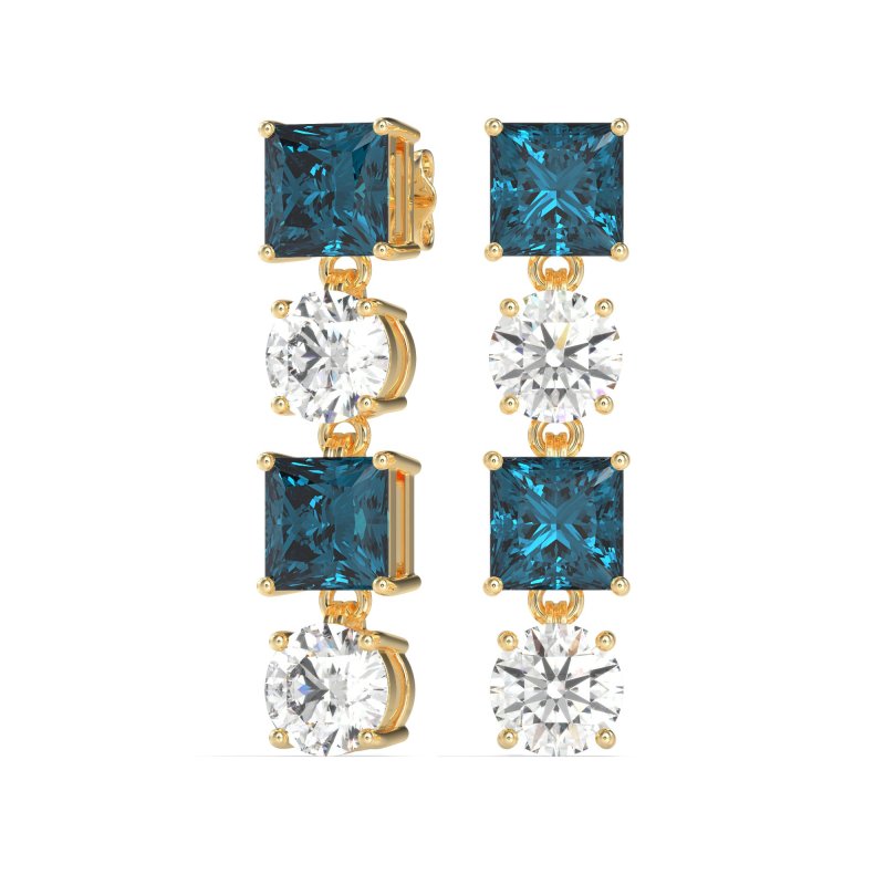 Princess & Round Dangle Earrings