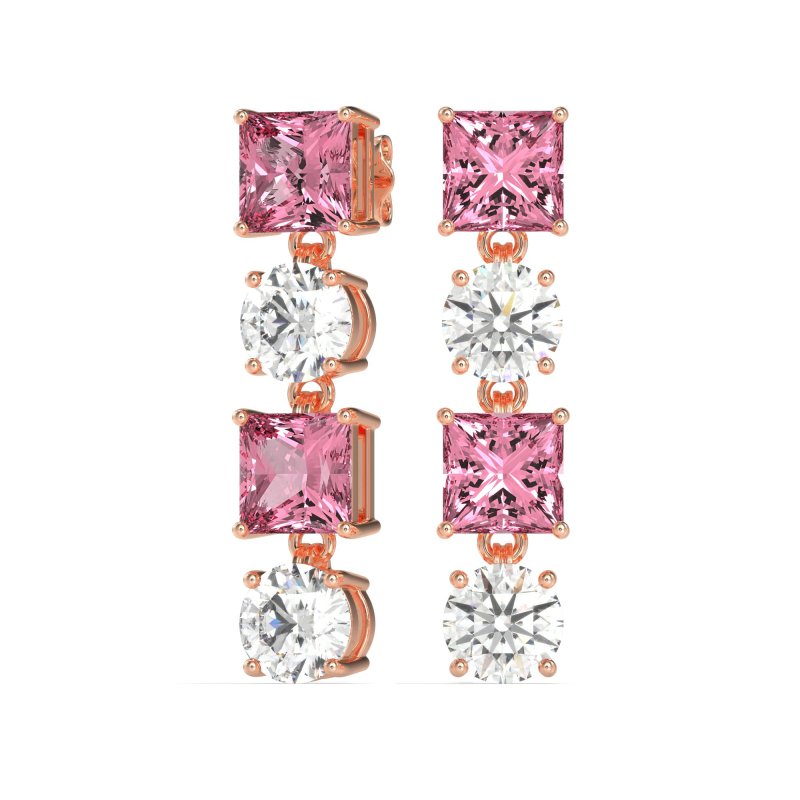Princess & Round Dangle Earrings