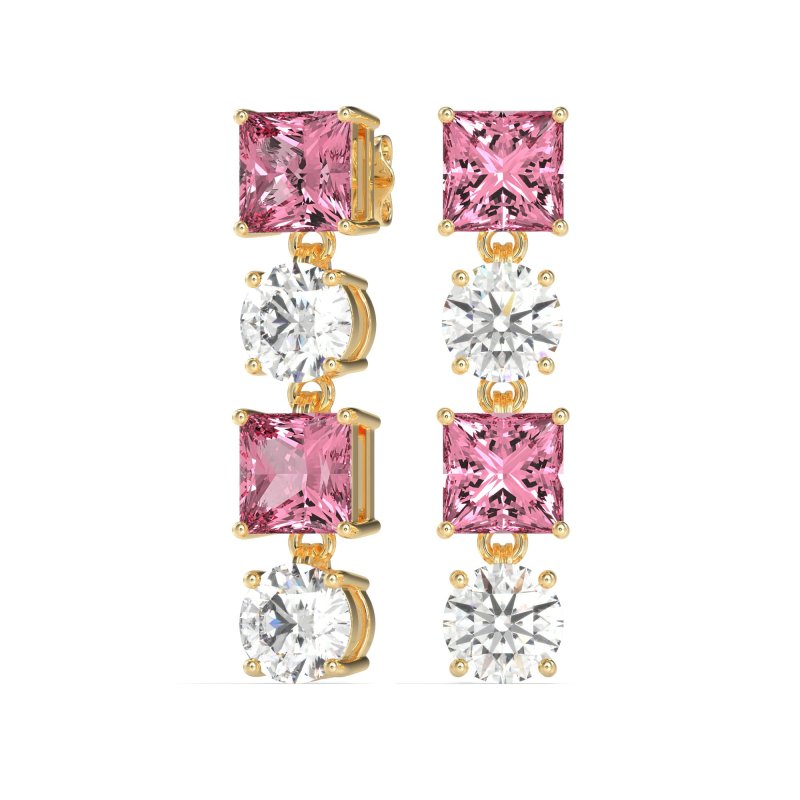 Princess & Round Dangle Earrings