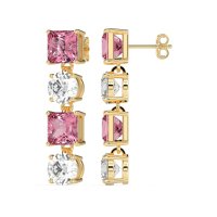 Princess & Round Dangle Earrings