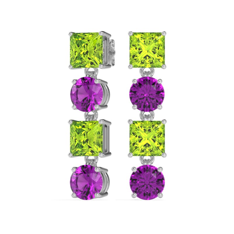 Princess & Round Dangle Earrings