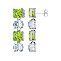 Princess & Round Dangle Earrings