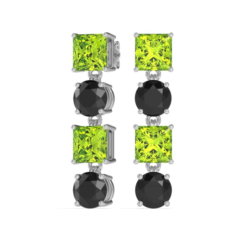 Princess & Round Dangle Earrings