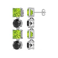 Princess & Round Dangle Earrings