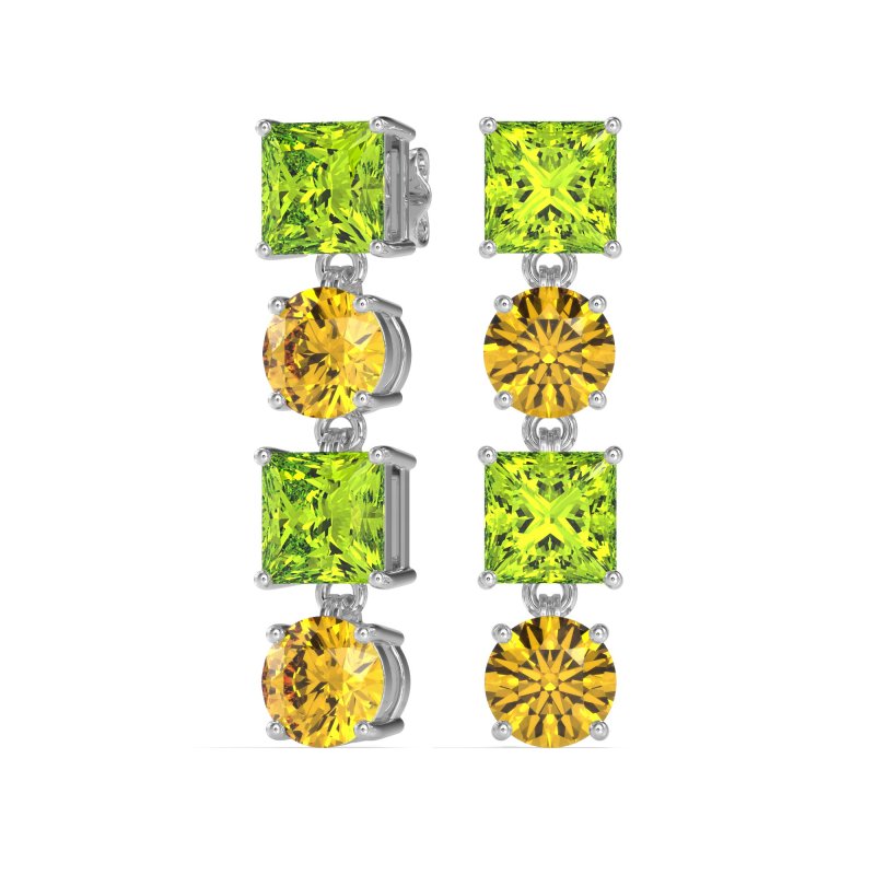 Princess & Round Dangle Earrings