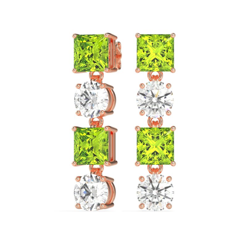 Princess & Round Dangle Earrings