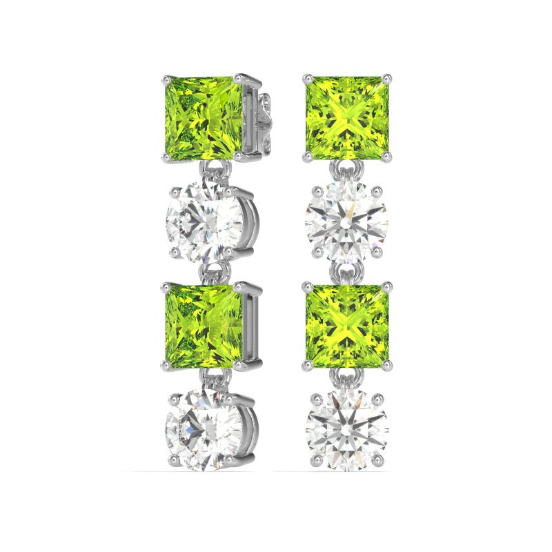 Princess & Round Dangle Earrings