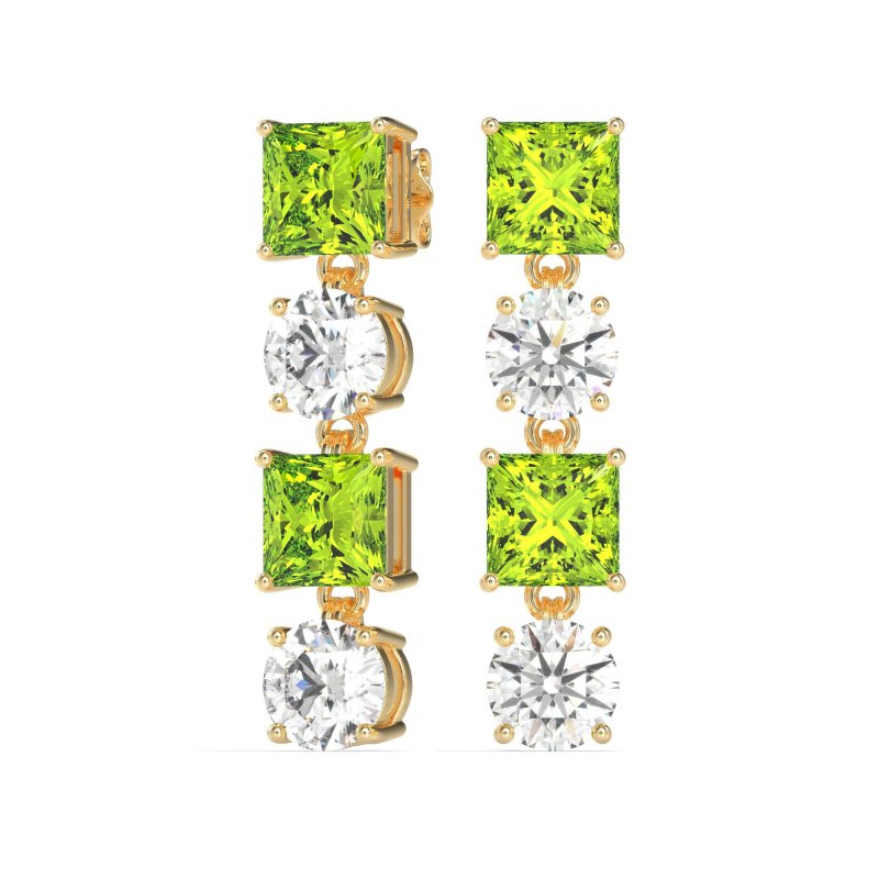 Princess & Round Dangle Earrings