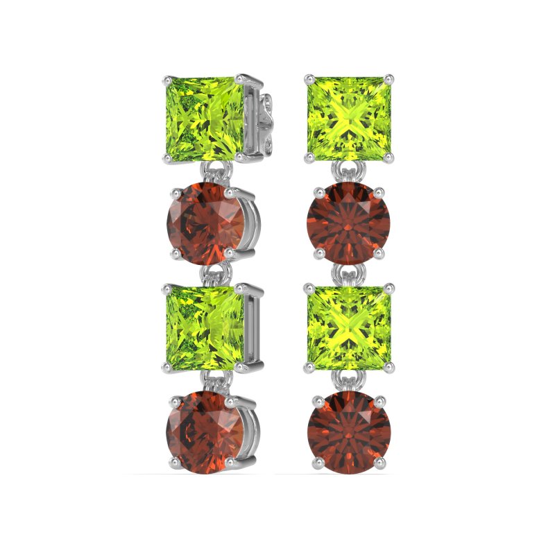 Princess & Round Dangle Earrings