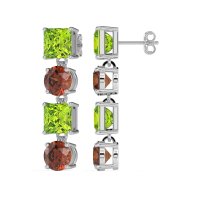 Princess & Round Dangle Earrings