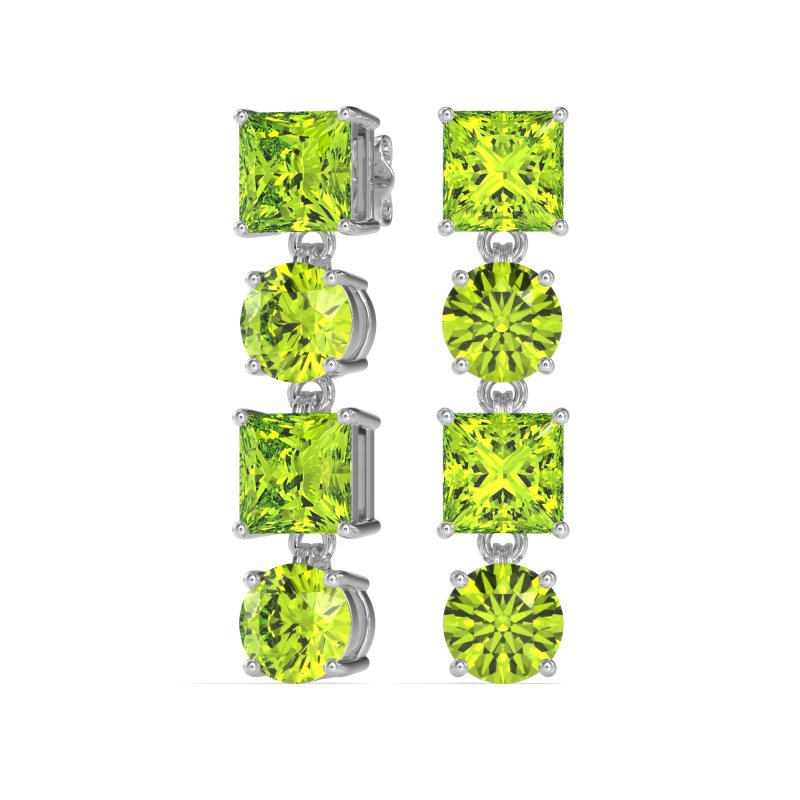 Princess & Round Dangle Earrings