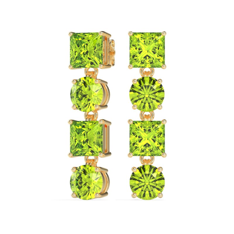 Princess & Round Dangle Earrings