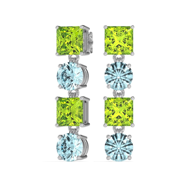 Princess & Round Dangle Earrings