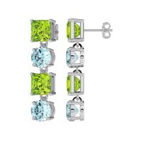 Princess & Round Dangle Earrings