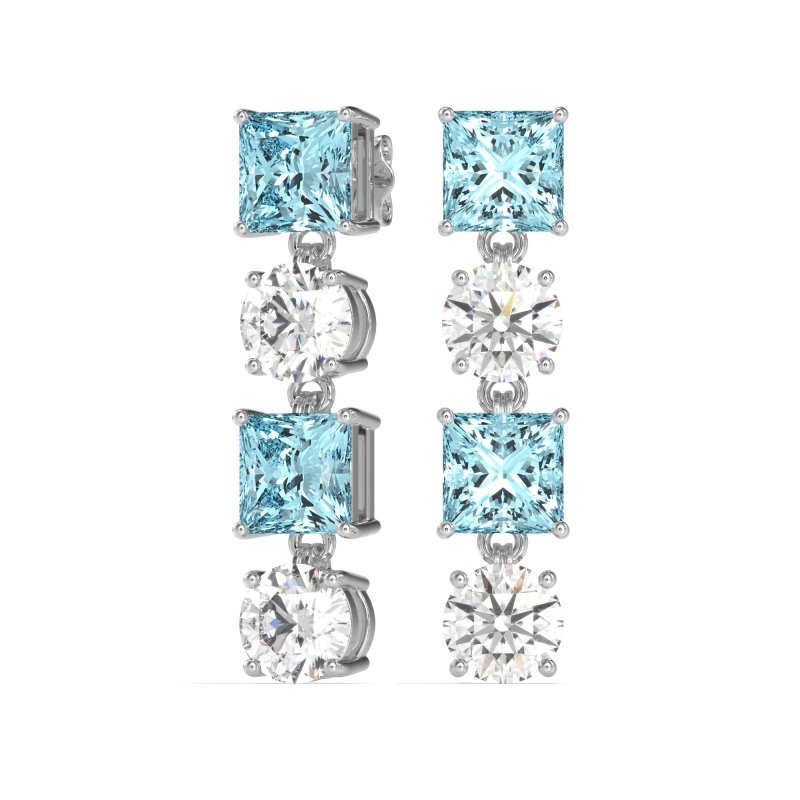 Princess & Round Dangle Earrings