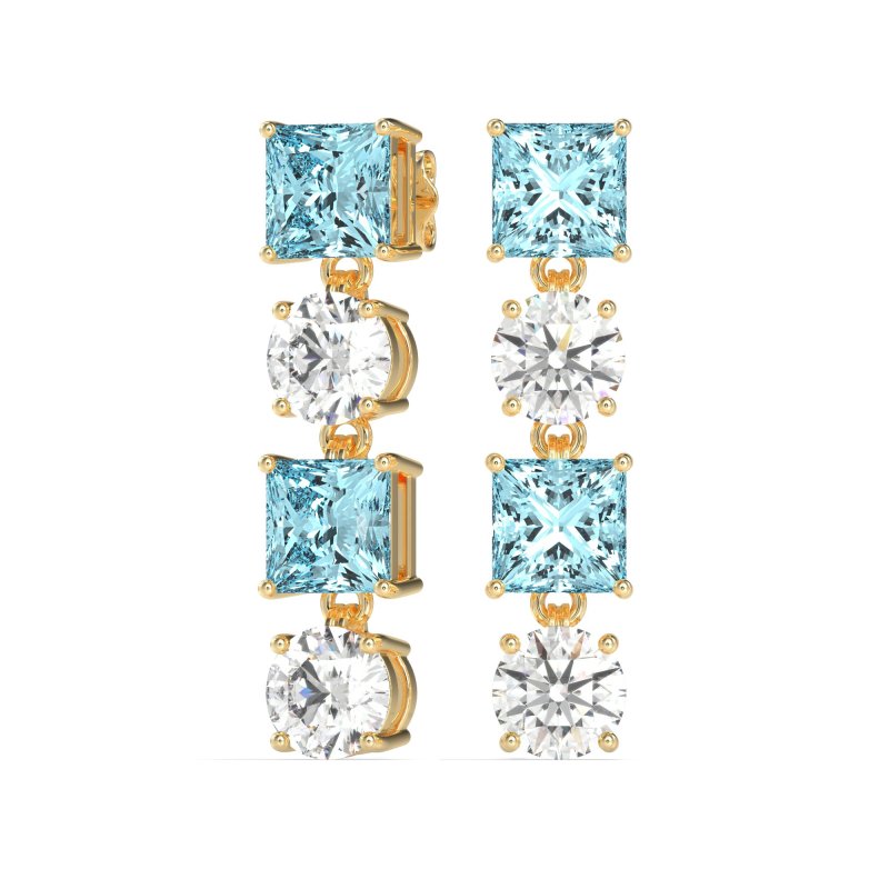 Princess & Round Dangle Earrings