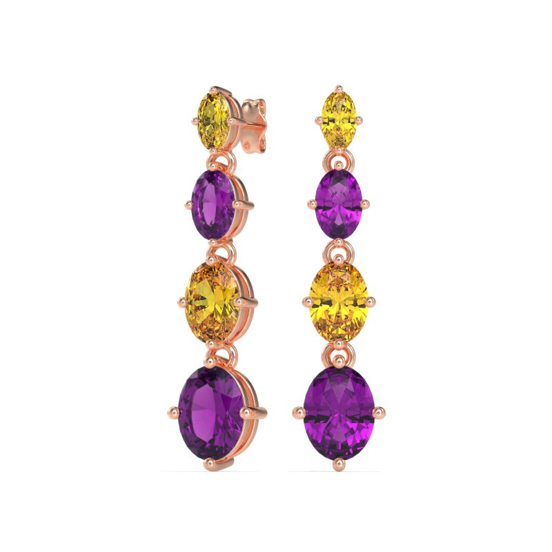 Graduating Oval Dangle Earrings