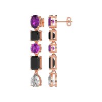Multi-Shape Dangle 5 Stone Earrings