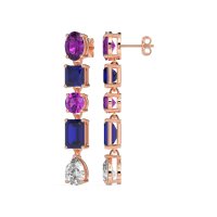 Multi-Shape Dangle 5 Stone Earrings