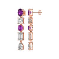 Multi-Shape Dangle 5 Stone Earrings