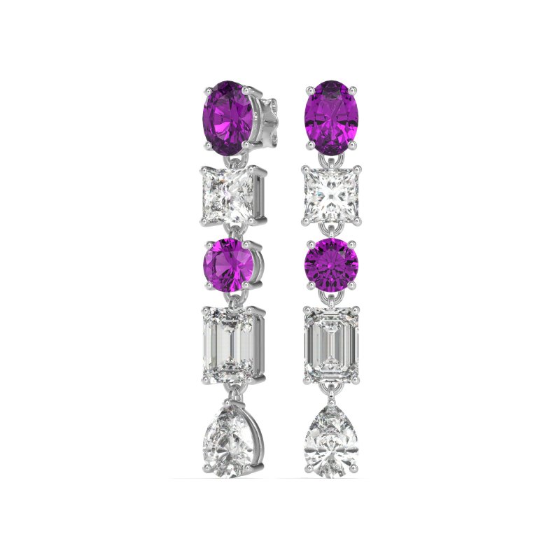 Multi-Shape Dangle 5 Stone Earrings