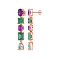 Multi-Shape Dangle 5 Stone Earrings