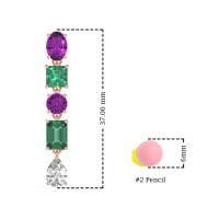 Multi-Shape Dangle 5 Stone Earrings