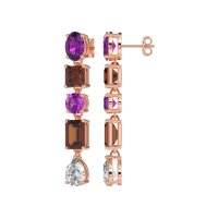 Multi-Shape Dangle 5 Stone Earrings