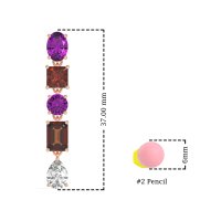 Multi-Shape Dangle 5 Stone Earrings