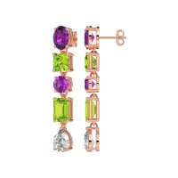 Multi-Shape Dangle 5 Stone Earrings