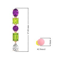 Multi-Shape Dangle 5 Stone Earrings