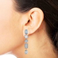 Multi-Shape Dangle 5 Stone Earrings