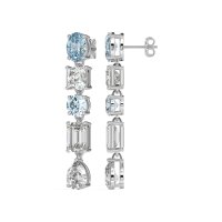 Multi-Shape Dangle 5 Stone Earrings