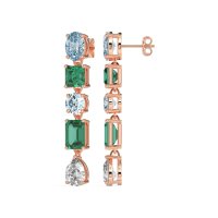Multi-Shape Dangle 5 Stone Earrings