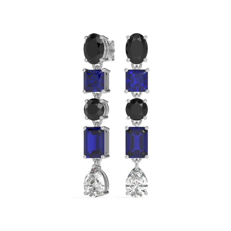 Multi-Shape Dangle 5 Stone Earrings