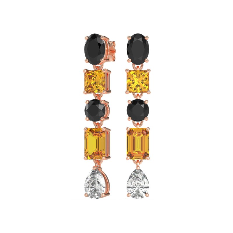Multi-Shape Dangle 5 Stone Earrings