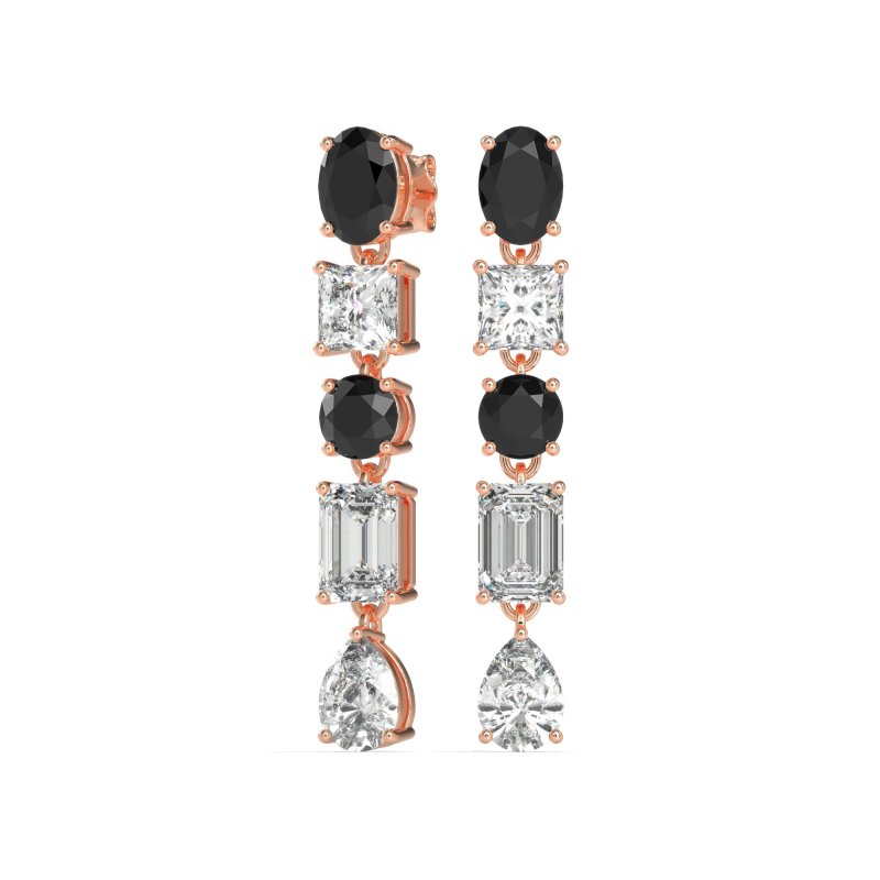 Multi-Shape Dangle 5 Stone Earrings