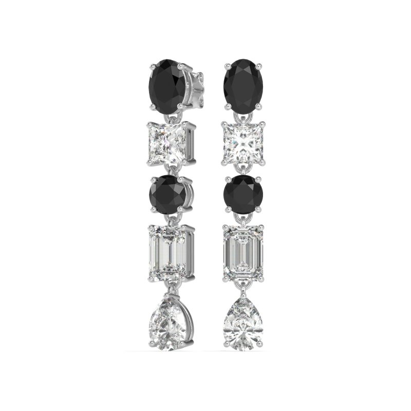Multi-Shape Dangle 5 Stone Earrings