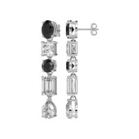 Multi-Shape Dangle 5 Stone Earrings